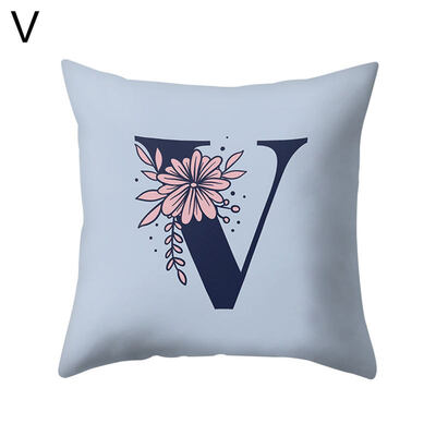 

Modern Capital Letter Flower Pillow Case Waist Throw Cushion Cover Home Decor