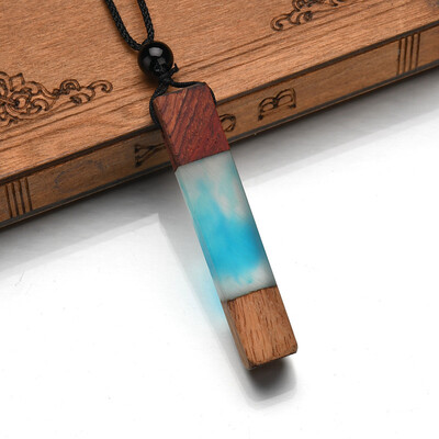 

Hot Natural wood resin Pendant Necklace for Women Men long chain woven rope chain Necklace statement Jewelry Gift