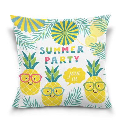 

ALAZA Throw Pillow Cover 16 X 16 inch Christmas Gift Cushion Cover with Pineapples With Leaves Printed Pillowcase
