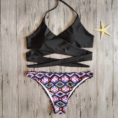 

Roseonmyhand Women Printing Bandage Bikini Set Brazilian Swimwear Beachwear Swimsuit