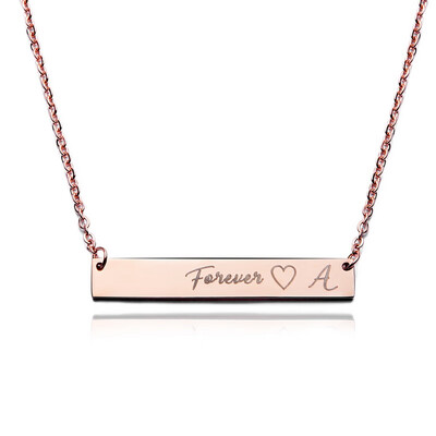 

Rinhoo Hot Sale Fashion Women Stainless Steel Necklace Engraved Forever Love Square Pendant Necklace Jewelry Best Gift Wholesale