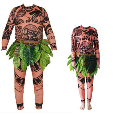 

US Moana Maui Kids Boy T-shirt Pants Costume Cosplay Halloween Outfits Pyjamas