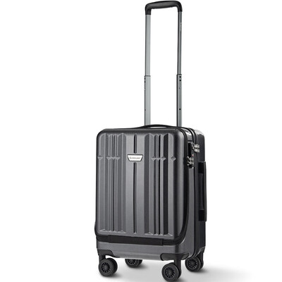

Front Pocket Luggage Business Trolley Suitcase withTSA Locks-Black