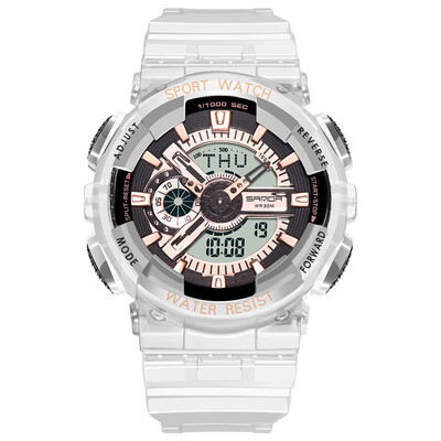 

〖Follure〗Fashion waterproof sports watch transparent strap digital couple watch Men