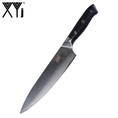 

XYj Damascus Knife 8 inch Professional Chef Knife Top Grade G10 Handle Beauty Pattern Blade VG10 Damascus Steel Kitchen Knive