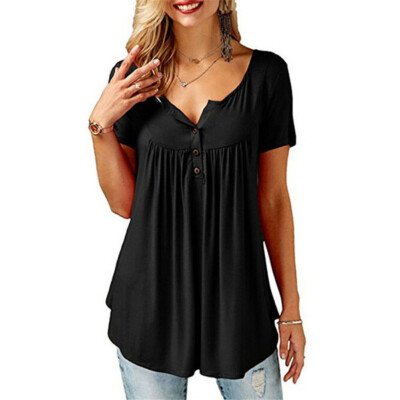 

Women Ladies Summer Cotton Short Sleeve Casual Loose Tops Blouse Tee T-Shirt