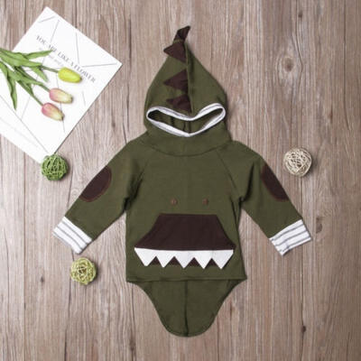 

Baby Boy Girl Dinosaur Hooded Hoodies Newborn Outwear Tops Clothes Outfits