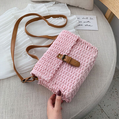 

Tailored Womens Fashion Retro Woven Shoulder Bag Solid Color Handbag Woven Bag Beach Bag
