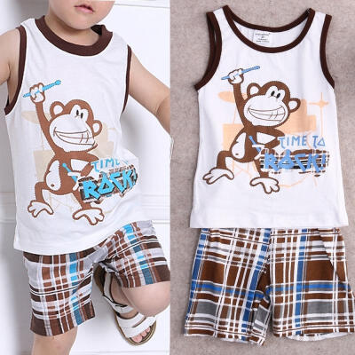 

Toddler Baby Boys 2-7Y 2Pcs Set Short Sleeve T-shirt Tops Capri Pants Kids Outfits Sets