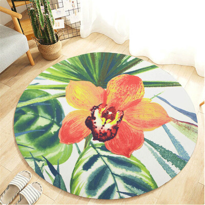 

Toponeto Tropical Plant leaves Pattern Round Flannel Bathroom Kitchen Carpet 80cm