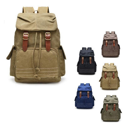 

Boys Men Vintage Outdoor Canvas Backpack Rucksack Laptop Shoulder Bag Travel Camping Hiking Satchel