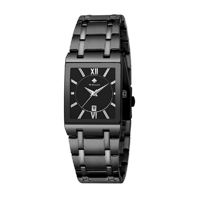 

WWOOR Men High Quality Luxury Watch Waterproof Square Quartz 8858 Rose Black
