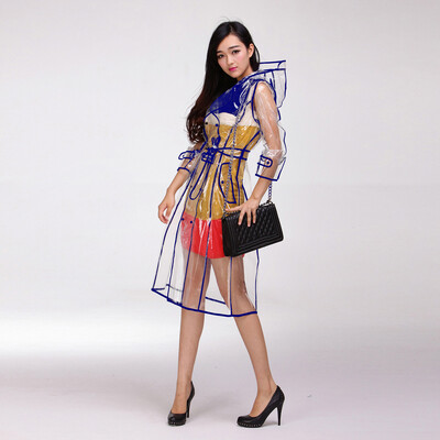 

Transparent Clear PVC Women Ladies Hooded Raincoat Festival Waterproof Jacket