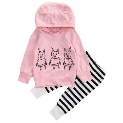 

Newborn Baby Girls Boy Hooded Top Pants Cotton Clothes Outfits Sets Tracksuit