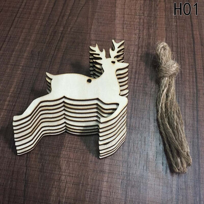

10Pcs Christmas Wood Chip Tree Ornaments Xmas Hanging Pendant Decoration Gifts