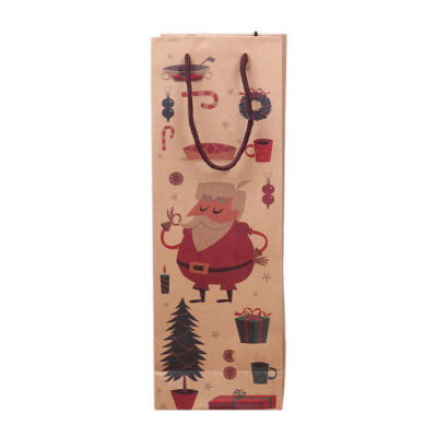 

Practical Beautiful 12pcslot Christmas Gift Bag Kraft Paper Wine Bags Santa Claus Cute Paper Wine Holder