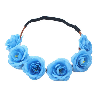 

〖Follure〗Bohemian Rose Wedding Flowers Hair Band Bride Wreath Floral Summer Flower Crown