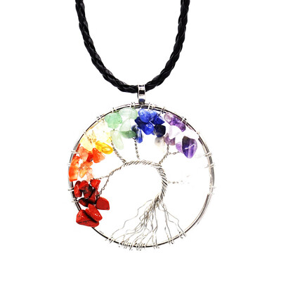 

Tree of Life Pendant Necklace Spiritual Healing Stone Rainbow Crystal Necklace Necklaces For Women For Girls