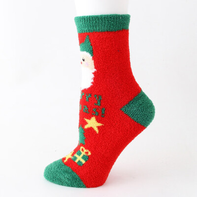 

Womens Socks Warm Christmas Cotton Socks Cosy Female Cute Snowman Gingerbread Reindeer Bear Man Printed Hosiery