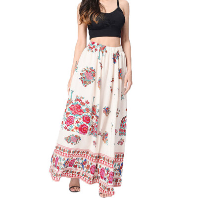 

Roseonmyhand Women Boho Maxi Skirt Beach Floral Holiday Summer High Waist Long Skirt