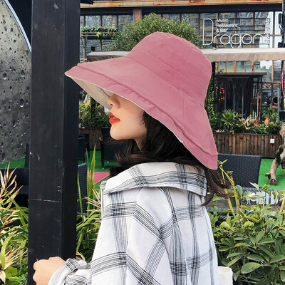 

New spring&autumn hat women fold cloth hat sunscreen sun hat curled along the sun hat