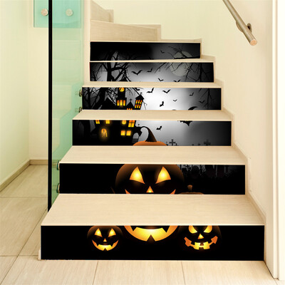 

Toponeto Halloween 3D Sticker Crow Tombstone Staircase Sticker Waterproof Wall Sticker