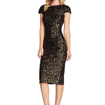 

〖Follure〗Womens Sparkle Glitzy Glam Sequin Short Sleeve Flapper Party Club Dress