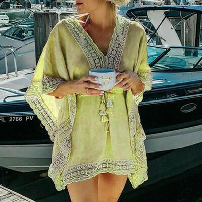

Beach Lace Cover Up Kaftan Batwing Dress Holiday Womens Summer Fashion Swim