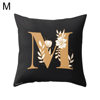 

Capital Letter Flower Print Pillow Case Waist Throw Cushion Cover Bedroom Decor