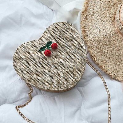 

Tailored Womens Fashion Cherry Accessories Solid Color Messenger Bag Love Woven Bag