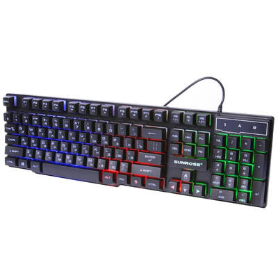 

SUNROSE K201 USB 104 Keys 3-Color Backlight Mechanical Feel Gaming Keyboard
