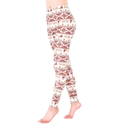 

Autumn Women Warm Leggings Christmas Printed Slim Trousers High Waist Vintage Fitness Capris Pants