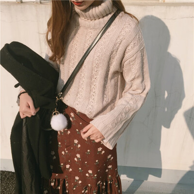 

2019 Women Sweater casual solid turtleneck female pullover flare sleeve warm soft spring autumn winter knitted