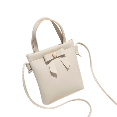 

Tailored Women Solid Color Bow Shoulder Bag Messenger Bag Coin Bag Phone Bag Black