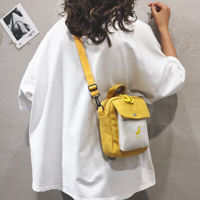 

Mini canvas bag female shoulder bag Japanese womens bag summer new 2019 popular embroidery Messenger bag female wild ins
