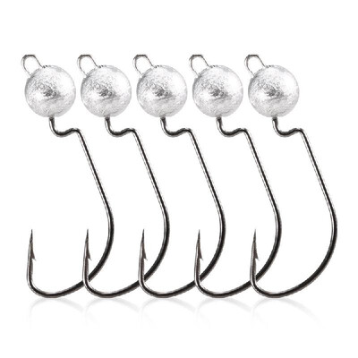 

5pcs Jig Hooks Set 3g5g7g10g Barbed Hook Soft Lure Jigging Worm Hook Fishing Hooks