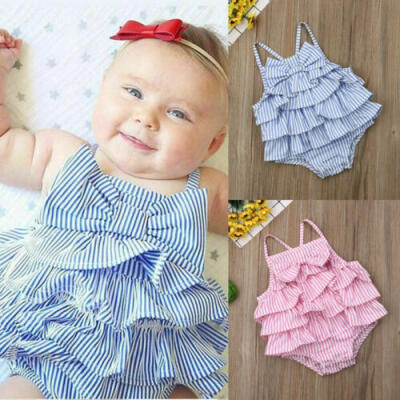 

Infant Baby Girl Ruffle Stripe Romper Jumpsuit Bodysuit Sunsuit Outfit Clothes