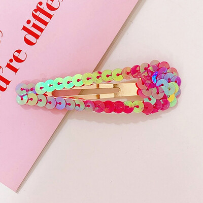 

Japanese Girls Water Drop Hair Clips Reflective Rainbow Glitter Sequins Hairpins Candy Color Side Bangs Party Snap Barrettes