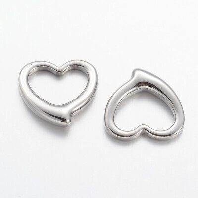 

304 Stainless Steel Pendants Heart Stainless Steel Color 24x24x5mm Hole 115x18mm