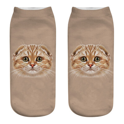 

1Pair Women Low Cut Ankle Socks Funny Socks Cat Cartoon 3D Printing Socks Cotton Hosiery Printed Socks