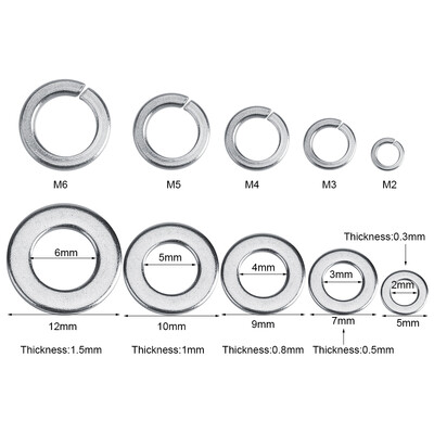 

Greensen 300pcs M2M6 Stainless Steel Flat & Spring Washers Assortment Set Plastic Case Flat Washers Washer Assortment Set