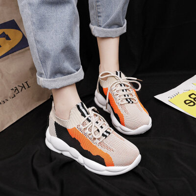 

Sports shoes women fly woven hollow mesh summer breathable Joker casual ladies light soft bottom fitness running shoes