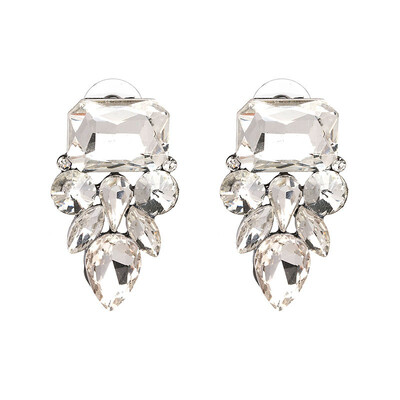 

JURAN 2 Colors 2018 New Cute Crystal Geometric Stud Earrings for women Trendy Statement Brincos Earring Jewelry wholesale C1203