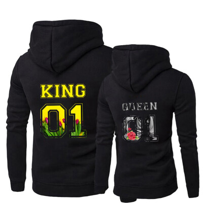 

New Fashion Women And Men Couple Hoodies King And Queen Printed Lover Sweatshirts