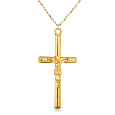 

New Gold Copper CZ Zircon Christian Crosses Pendant Necklace For Women Beautiful Fashion Chains Crucifix Dangle Choker Necklaces