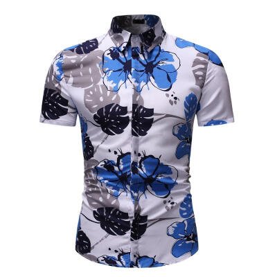 

Mens Shirt Summer Fashionable Casual Floral Printed Short Sleeve Shirts