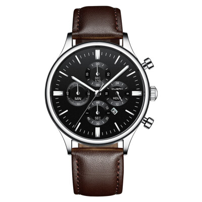 

Gobestart Fashion Sport Mens Stainless Steel Case Leather Band Quartz Analog Wrist Watch