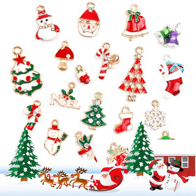 

19 StylesSet Enamel Christmas Ornaments Diy Alloy Accessories Jewelry Pendants Christmas Tree Decorations Home Decor