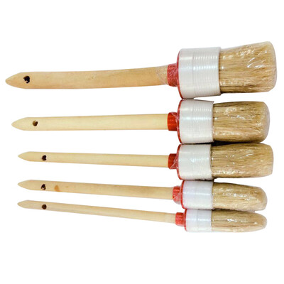 

5Pcs Soft Car Detailing Brushes For Cleaning Dash Trim Seats Wheels Wood Handle Grateful