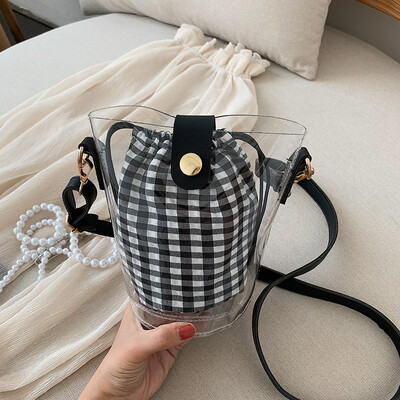 

Tailored Womens Fashion Jelly Transparent Bag Composite Package Bag Shoulder Bag